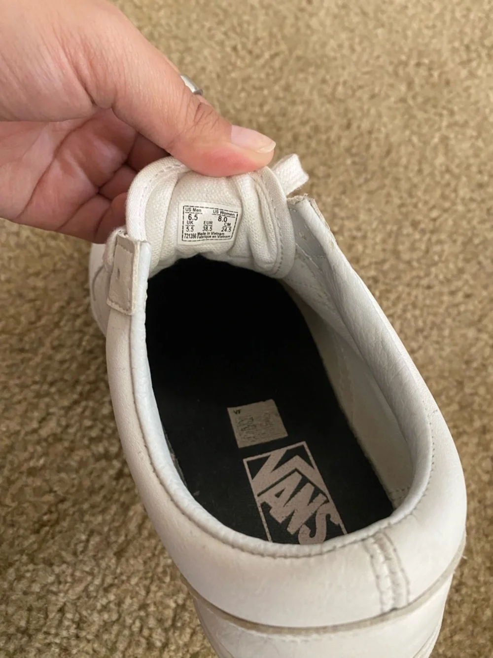 Vans Women's leather White Low-Top Sneakers - Picture 3 of 3
